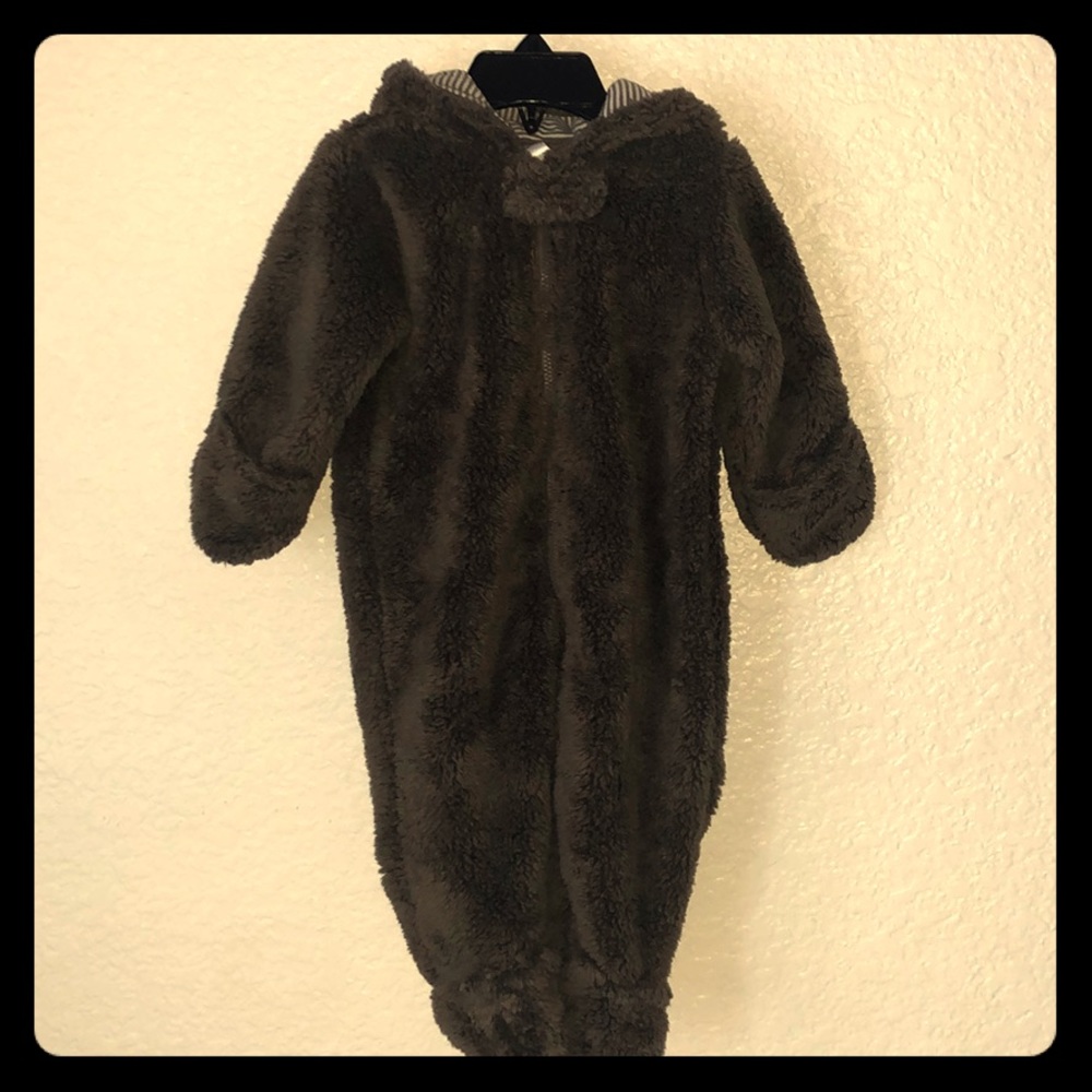 Brown Pram/Footie with Hoodie